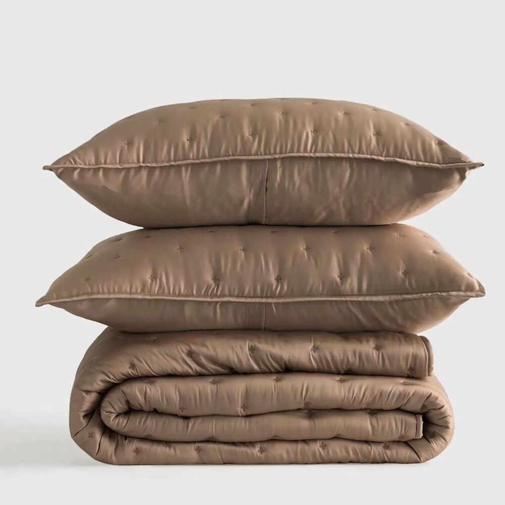 Quince Bamboo Dream Quilt Set - Walnut - Full/Queen